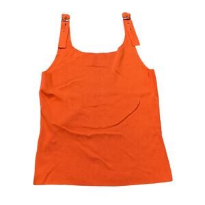 Orange Knit Tank Top with Buckle Straps Medium